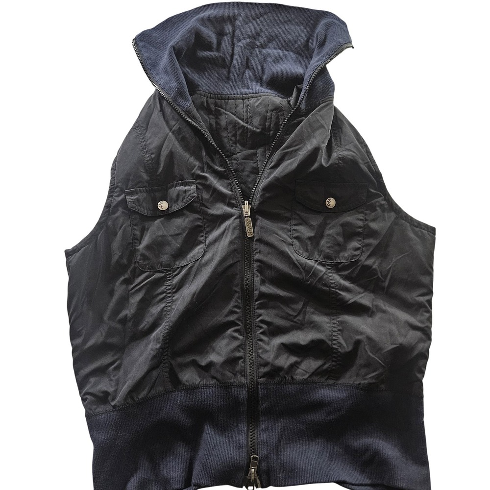 Columbia Vest Womens Large‎ Black Reversible Quilted Two-Way Zip X.C.O. Pockets